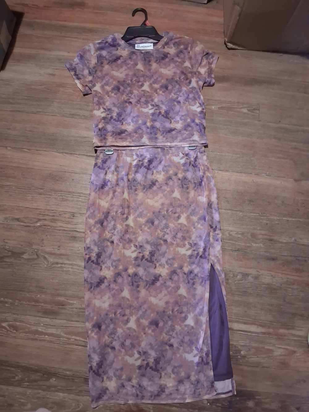 No Boundaries Purple Floral Tie-Dye Midi Two-Piece Set